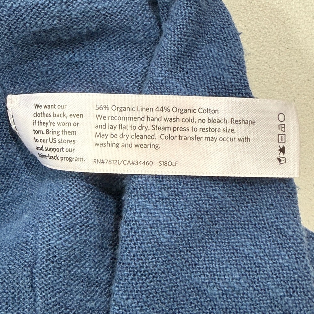 Eileen Fisher Womens Cardigan L/XL Blue Organic Linen Blend Lagenlook Kimono - Picture 11 of 13